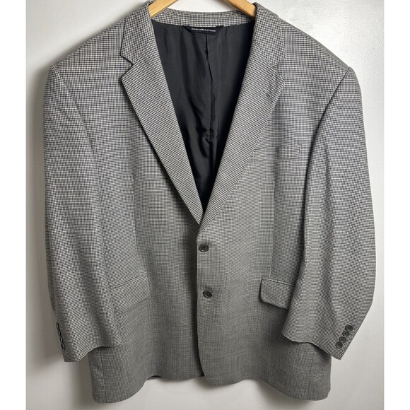 Coppley Ermenegildo Zegna Black Houndstooth Blazer SportCoat 46R Wool Silk Linen - Picture 1 of 14